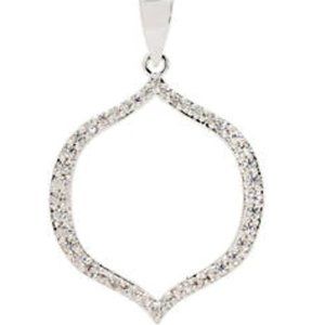 Silver Tone Pave Open Circle Pendant Neckl…